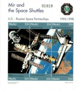 Palau - 1998 - Mir Space Shuttle  - Sheet of Six  - MNH