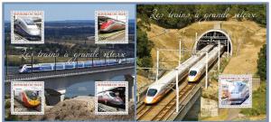 NIGER 2014 2 SHEETS nig14314ab TGV SPEED TRAINS LOCOMOTIVES