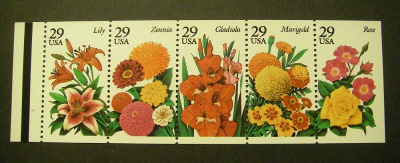 Scott 2833a, 29c Garden Flowers, UNFOLDED, Pos 7, wide CRL, MNH Booklet Beauty