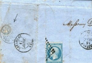 FRANCE RAILWAY MAIL 1859 Cover *Bordeaux-Toulouse* TPO Letter {samwells}CG212