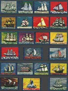 Match Box Labels - complete set of 22 Sailing Ships, supe...