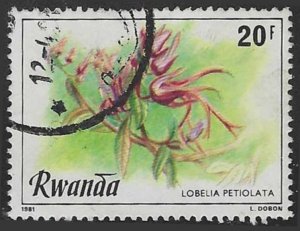 Rwanda #1015 (1981), postally used single, cat. $0.30