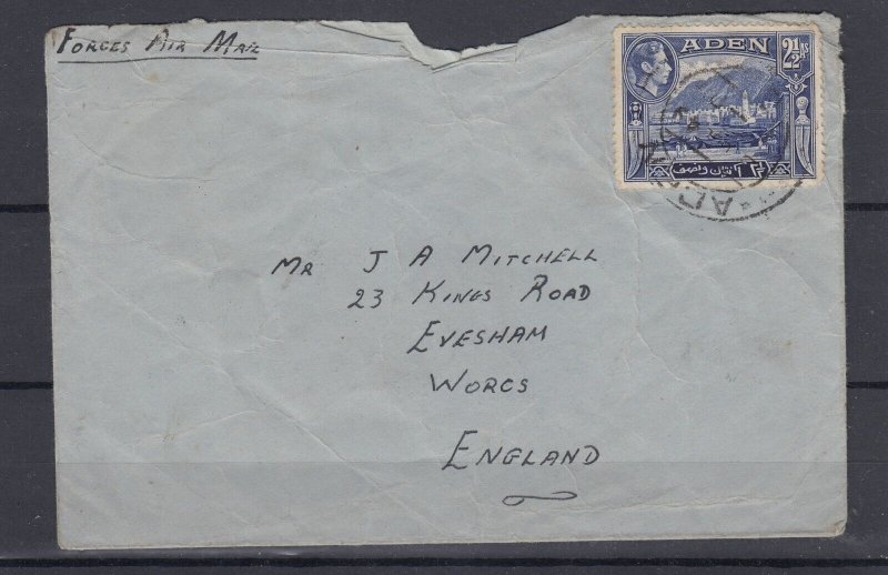 Aden KGVI 1949 Forces Mail To Evesham Postal History BP4504