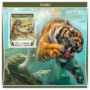 St Thomas - 2017 Tigers on Stamps - Stamp Souvenir Sheet - ST17310b