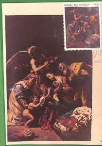 90277  - PARAGUAY -  MAXIMUM CARD -  ART Religion 1972  Orazio Borgianni