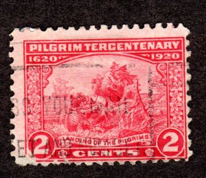 Scott # 549, used, 2c Pilgrim Tercentenary. Cat = $ 1.60, Lot 220321 -03