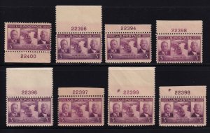 1939 Panama Canal 25th Sc 856 MNH mixed lot of 8 plate numbers