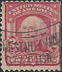 # 319k Scarlet Used Plate Scratch???? George Washington Type II