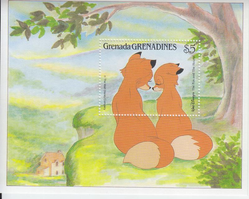 1987 Grenada Grenadines Disney Fox and the Hound SS (Scott 993) MNH