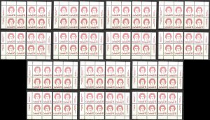 Canada Sc# 593A MNH PB Set/4 Lot/7 (Plate 1) 1976 10c Queen Elizabeth II