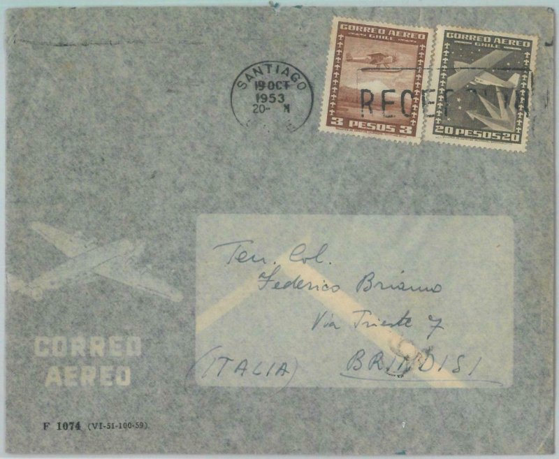 81523 - CHILE - POSTAL HISTORY -   AIRMAIL  COVER to ITALY  1953