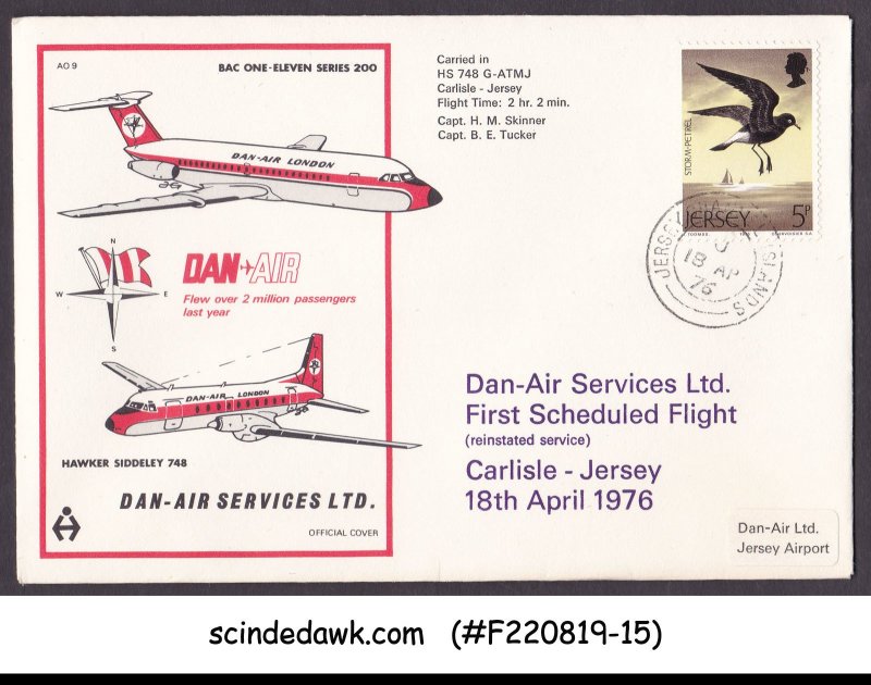 JERSEY - 1976 DAN AIR SERVICES LTD CARLISLE to JERSEY - FFC