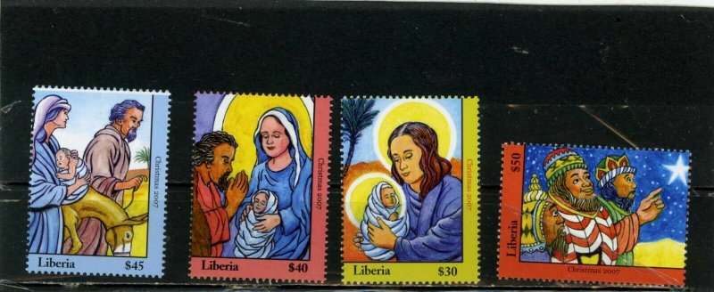 LIBERIA 2007 Sc#2502-2505 CHRISTMAS PAINTINGS SET OF 4 STAMPS MNH 