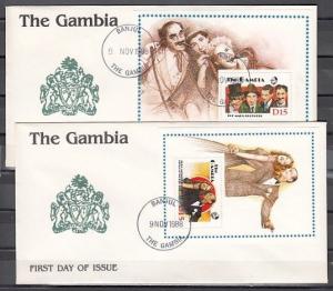 Gambia, Scott cat. 776-777. Cinema s/sheets on 2 First day covers.