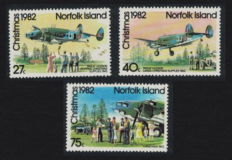 Norfolk Airplanes Christmas 3v 1982 MNH SC#299-301 SG#293-295