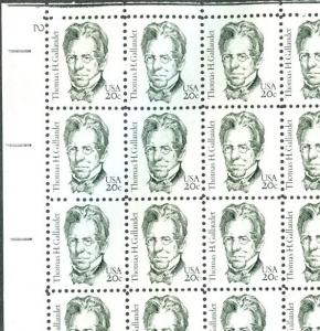 US #1861 20¢ Thomas Gallaudet, Complete sheet of 100