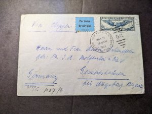 1941 USA Airmail Cover New York NY to Griethausen Germany