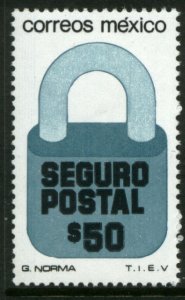 MEXICO G39, $50P Padlock Insured Letter Unwmk Fluor Paper 5. MINT, NH. VF.