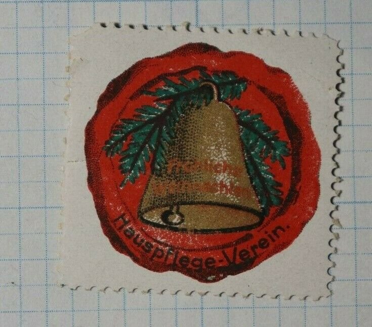 Hauspflege-verein Gold Christmas Bell Charity Seals Stamp