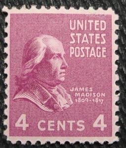 U.S.# 808 James Madison 4c Single, MNH.