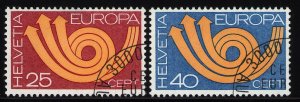 Switzerland 580-581 used stamps superb cancels EUROPA 1972 CEPT