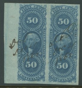 R54a Conveyance Revenue Imperf Pair  of 2 Stamps BY2181
