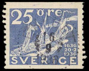 Sweden Sc 255 F-VF/USED - 1936 25o Coil - Mail Paddle Steamship