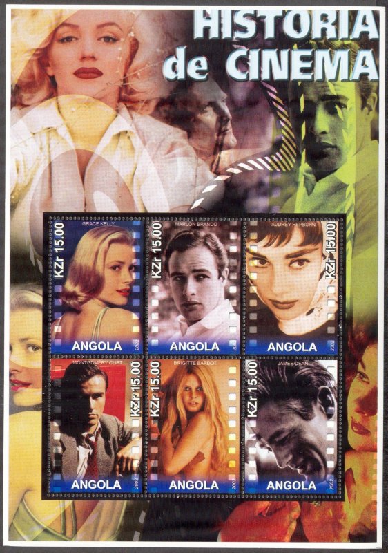 Angola 2002 History of Cinema Actors Actress ( III ) MNH Private