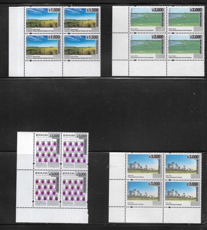 #75413 ARGENTINA 2025 NEW DEFINITIVE REVALORIZADOS OVERPRINT 3rd SET  BLOCx4 MNH