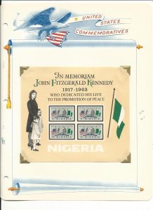 Nigeria Collection, John Kennedy on 3 White Ace Pages, Mint NH & FDC