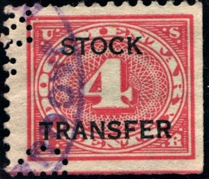 RD3 4¢ Stock Transfer Stamp: Double Transfer (1918) Perfin