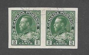 Canada. Scott 137 VF+  Used   Scott CV $87.50  Imperf. pair