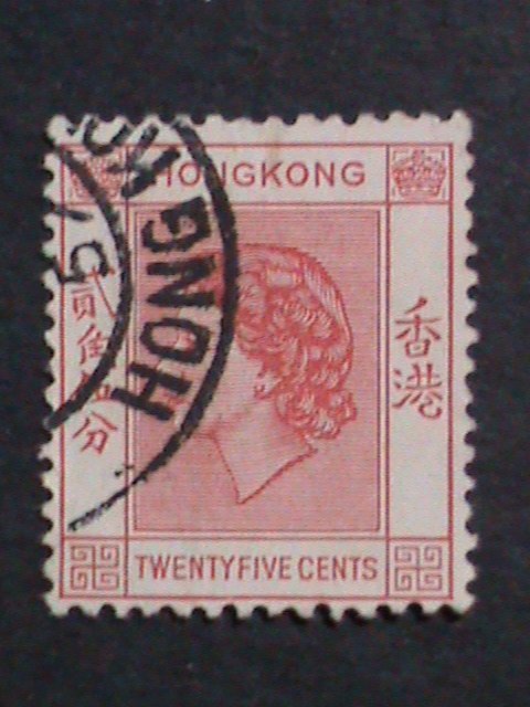 ​HONG KONG-1954 SC#189- 68 YEARS OLD-QUEEN ELIZABETH II USED FANCY CANCEL-VF