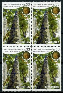 Mauritius Trees Stamps 2019 MNH Pierre Poivre 300th Birth Anniv Nature 4v Block