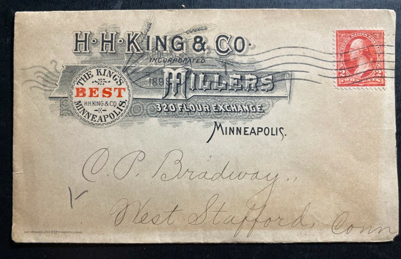 1899 Minneapolis MD USA HH King Millers Advertising Cover To Stafford CT