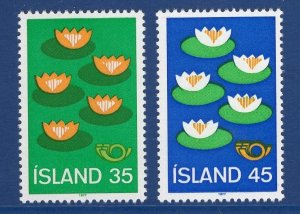 Iceland  #496-497   MNH  1977  water lilies