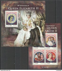 2016 Sierra Leone Royalty Queen Elizabeth Ii Kb+Bl ** Stamps St394