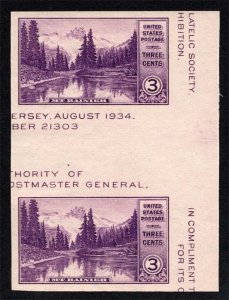US #770 Mount Rainier Pair with Horizontal Gutter; NGAI