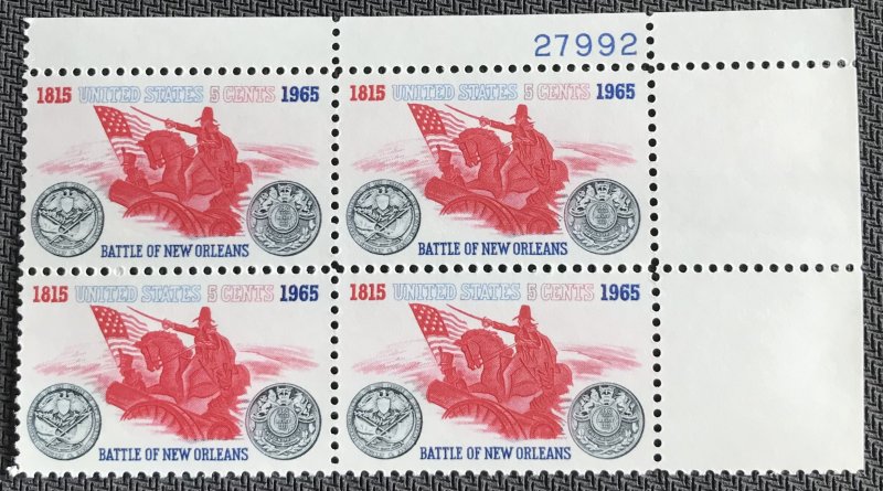 US #1261 MNH Plate Block of 4 UR Battle of New Orleans SCV $1.00 L23