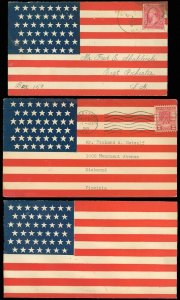 LOT/3 1898, 1928 Usages for 45 STAR FLAG Patriotic Covers, Valley Forge FDC & ME