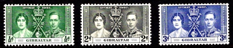 Gibraltar #104-106, MH, CV $2.25