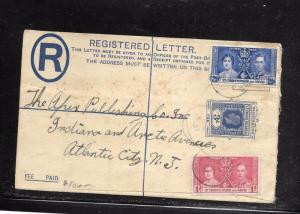 LEEWARD ISLANDS (PP1301B) KGV 3D RLE UPRATED CORONATION 1D+2 1/2D TO USA 1937