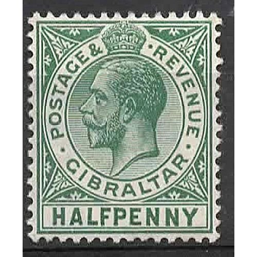 GIBRALTAR 1912 KGV 1/2d Blue-Green SG76 MH