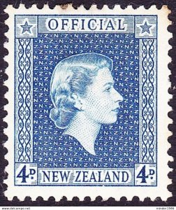 NEW ZEALAND 1954 QEII 4d Blue Official SGO164 MH