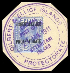 Gilbert & Ellice Is 1911 KEVII 2½d BUTARITARI ISLAND pmk VFU. Vernon 1.  SG 4. 