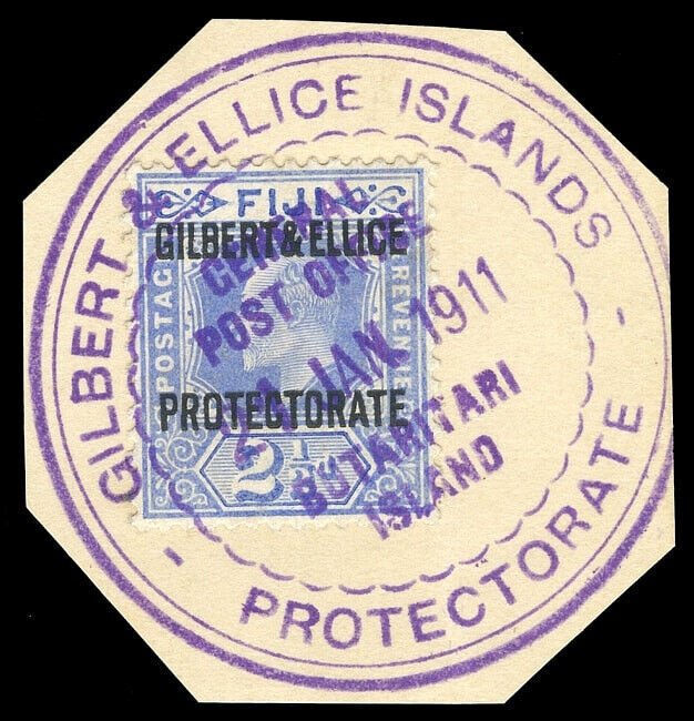 Gilbert & Ellice Is 1911 KEVII 2½d BUTARITARI ISLAND pmk VFU. Vernon 1.  SG 4.