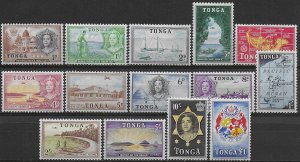 1953 Tonga Pictorial 14v. MNH SG n. 101/14