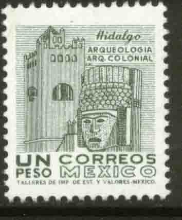 MEXICO 1095, $1P 1950 Defin 9th Issue Unwmkd Fosfo Coated. MINT, NH. VF.