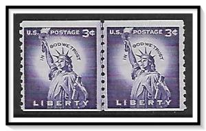 US #1057a (v) Liberty Coil Joint Line Pair MNH