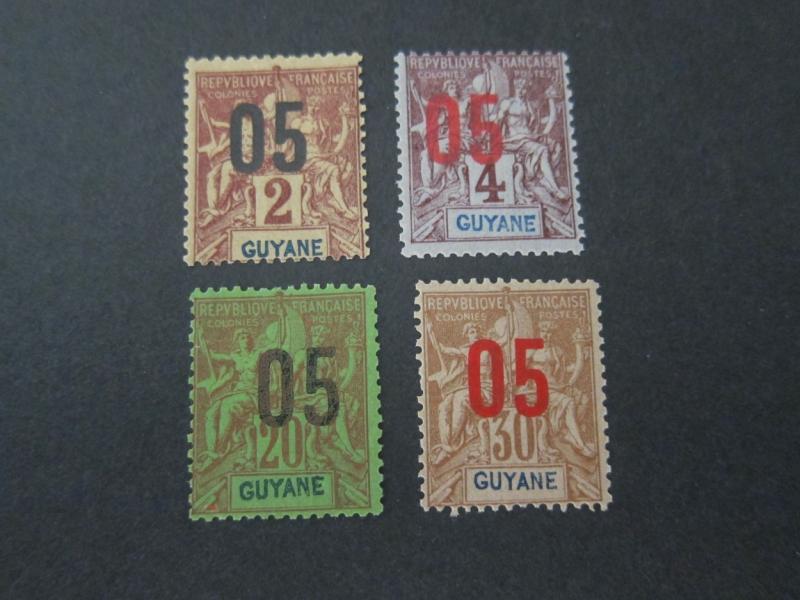 French Guiana 1912 Sc 87-89,91 MH